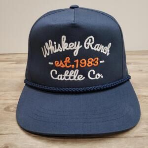 Whiskey Ranch Cattle Co Hat Cap Snapback Mens One Size Blue Rope Yupoong Adj